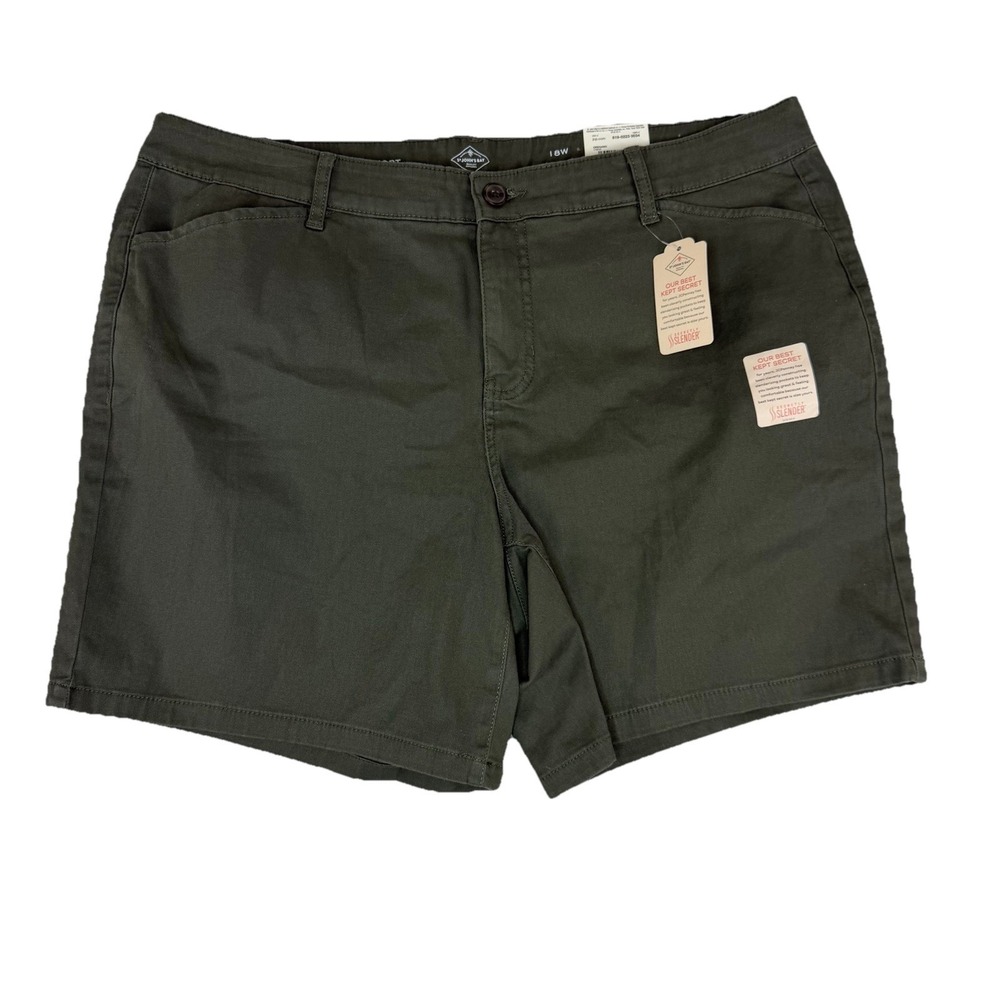 NEW St. John's Bay Secretly Slender Shorts Women's 18W Olive Green 7" Inseam NWT